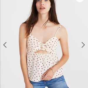 Madewell - Tie-Front Keyhole Cami Top in Fresh Strawberries